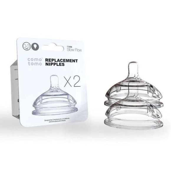 NEW Comotomo Replacement Silicone Nipples 1 Hole Slow Flow 0-3 months Infants! - Picture 1 of 2